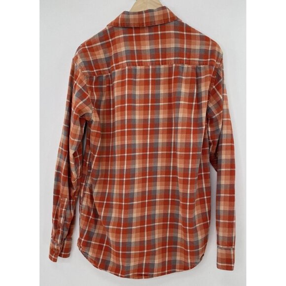 REI Cooperative‎ Men’s Flannel Shirt Plaid Orange Pockets 100% Cotton Size Small - Picture 2 of 10